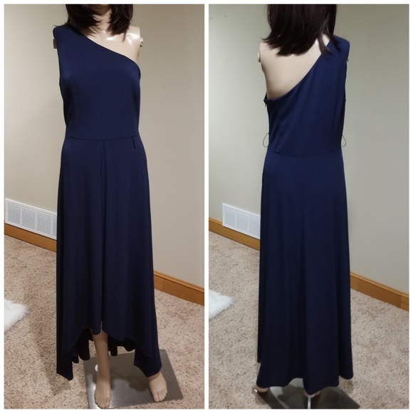 Vince Camuto Dress Gown One Shoulder Blue - Picture 2 of 6